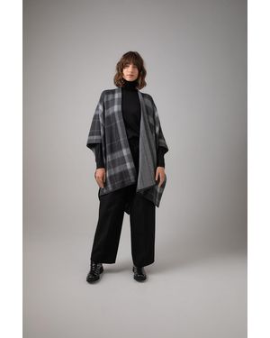 Johnstons of Elgin Double Face Cashmere Check Cape - Grey