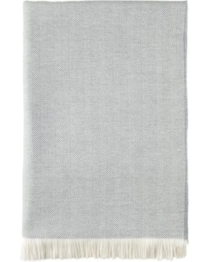 Johnstons of Elgin Herringbone Merino Bed Throw - Grey