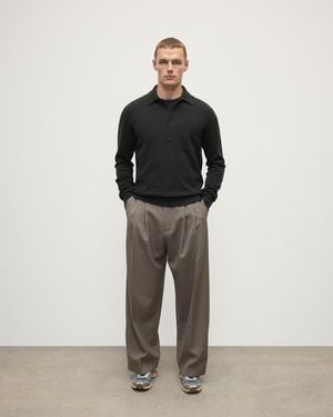 Johnstons of Elgin Cashmere Long Sleeve Poloshirt - Grey