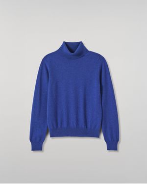 Johnstons of Elgin Iris Classic Roll Neck Cashmere Jumper - Blue