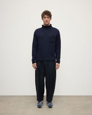 Johnstons of Elgin Dark Cashmere Turtleneck Sweater - Blue