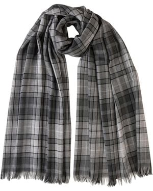 Johnstons of Elgin Buchanan Tartan Merino Lightweight Scarf - Black