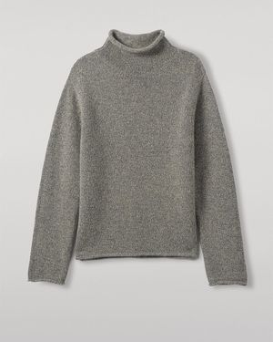 Johnstons of Elgin Kester Marl Cashmere Funnel Neck Jumper - Grey