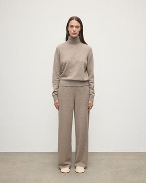 Johnstons of Elgin Wide Leg Cashmere Trousers - Natural