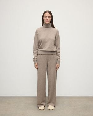Johnstons of Elgin Wide Leg Light Cashmere Trousers - Natural