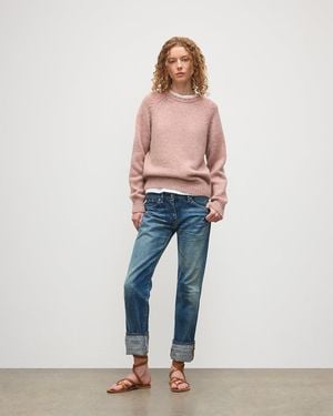 Johnstons of Elgin Bay Marl Cashmere & Cotton Sweater - Pink