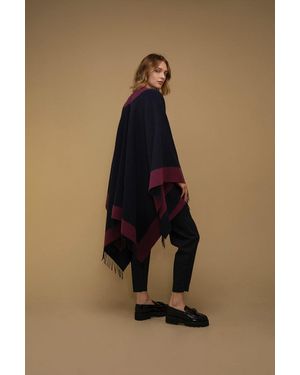 Johnstons of Elgin Contrast Border Merino Cape Heather - Blue