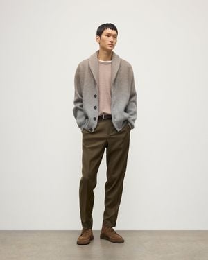 Johnstons of Elgin Pioneer Light To Shawl Collar Cashmere Cardigan - Natural