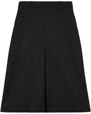 Johnstons of Elgin Merino & Cashmere Mid Box Pleat Skirt - Black