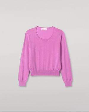 Johnstons of Elgin Ella Superfine Cashmere Scoop Neck Jumper - Pink