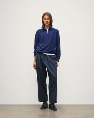 Johnstons of Elgin Reel Cashmere Half Zip Sweater - Blue