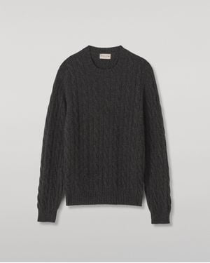 Johnstons of Elgin Calder Dark Cable Cashmere Sweater - Black