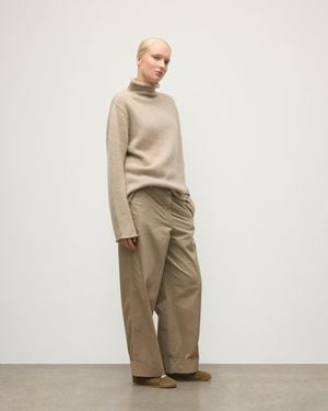 Johnstons of Elgin Kester Natural Marl Cashmere Funnel Neck Jumper