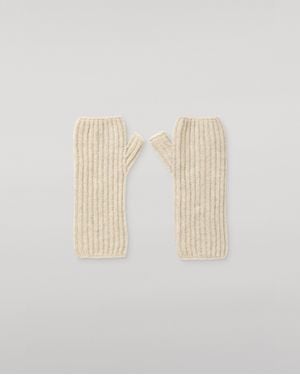 Johnstons of Elgin Della Ribbed Cashmere Wristwarmers - White
