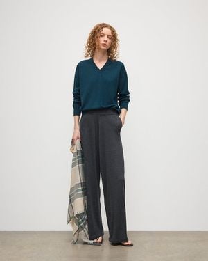 Johnstons of Elgin Lunan Bottle Classic V Neck Jumper - Blue