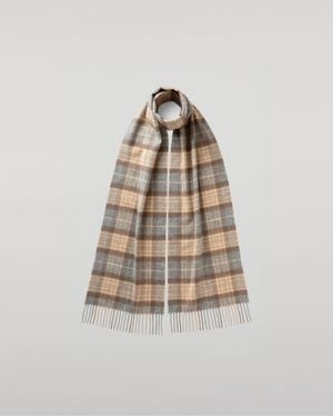Johnstons of Elgin Natural Mackellar Tartan Cashmere Scarf - Brown