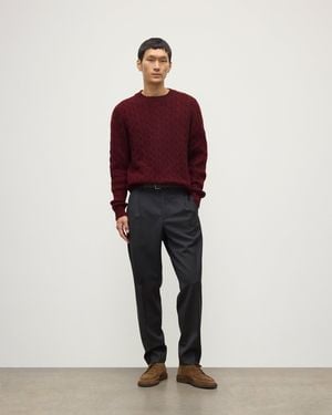 Johnstons of Elgin Calder Dark Cashmere Cable Jumper - Red