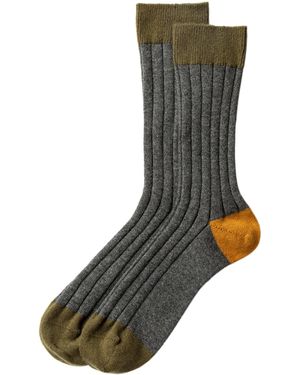 Johnstons of Elgin Colour Block Cashmere Socks L - Green
