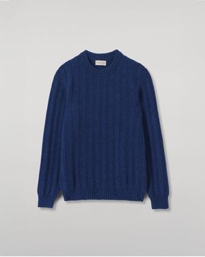 Johnstons of Elgin Donachie Marble Ribbed Cashmere & Cotton Sweater - Blue