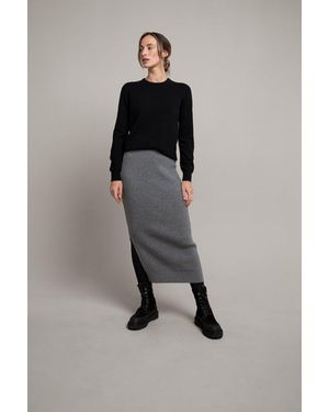 Johnstons of Elgin Mid Ribbed Cashmere Tube Skirt - Grey
