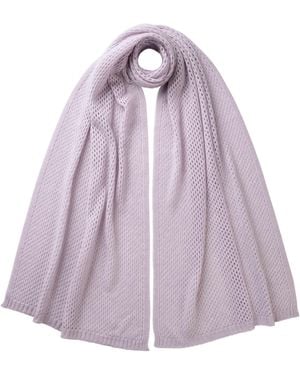 Johnstons of Elgin Light Crochet Cashmere Stole - Purple