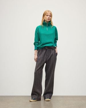 Johnstons of Elgin Reel Cashmere Half Zip Sweater - Green