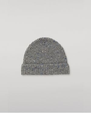 Johnstons of Elgin Traquair Donegal Cashmere Ribbed Beanie - Grey