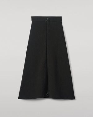Johnstons of Elgin A-Line Milano Mid Cashmere Skirt - Black