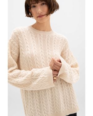 Johnstons of Elgin Cable Knit Cream Cashmere Jumper - Natural