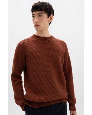 Johnstons of Elgin Contrast Neck Cashmere Jumper - Brown