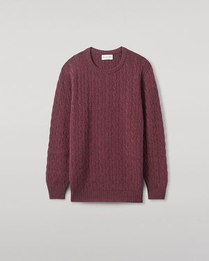 Johnstons of Elgin Cable Knit Cashmere Sweater - Purple