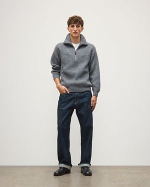 Johnstons of Elgin Kinnaird Half Zip Donegal Cashmere Sweater - Gray