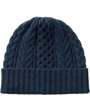 Johnstons of Elgin Aran Cable Cashmere Beanie - Blue