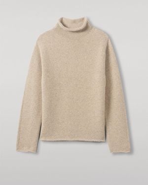 Johnstons of Elgin Kester Natural Marl Cashmere Funnel Neck Jumper