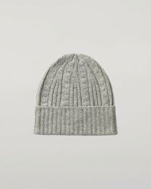 Johnstons of Elgin Cable & Rib Light Cashmere Beanie - Grey