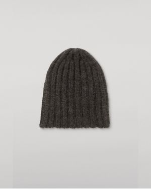 Johnstons of Elgin Byrne Dark Cashmere Silk Beanie - Grey