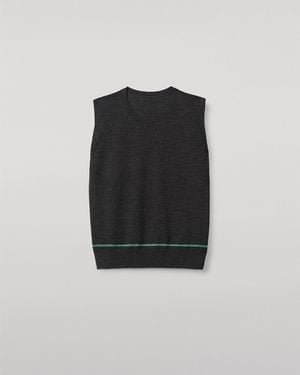 Johnstons of Elgin Brae Dark Merino Sleeveless Tank - Natural