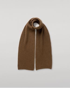 Johnstons of Elgin Lovat Ribbed Cashmere Scarf - Brown