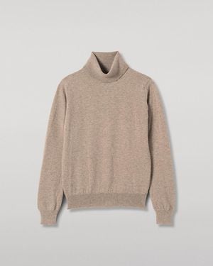 Johnstons of Elgin Iris Classic Light Roll Neck Cashmere Jumper - Natural