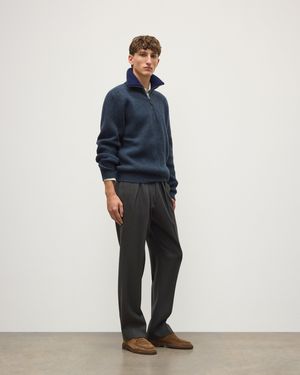 Johnstons of Elgin Chalmers Half Zip Lambswool Jumper - Blue