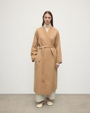 Johnstons of Elgin Camel Cashmere Wrap Coat - Natural