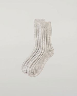 Johnstons of Elgin Light Cashmere Travel Socks - White