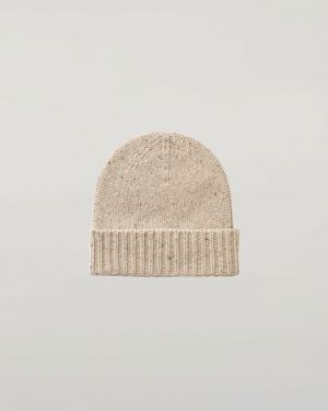 Johnstons of Elgin Donegal Cashmere Cream Beanie - Natural