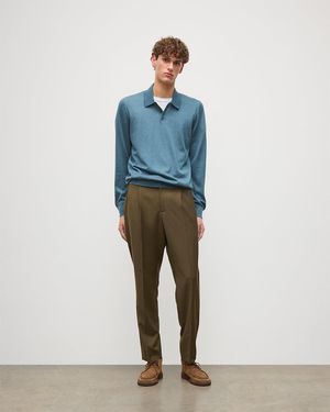 Johnstons of Elgin Fin Superfine Cashmere Polo Shirt - Blue