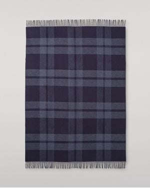 Johnstons of Elgin Double Face & Cream Lambswool Throw - Blue