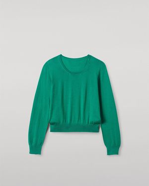 Johnstons of Elgin Ella Bright Superfine Cashmere Scoop Neck Jumper - Green