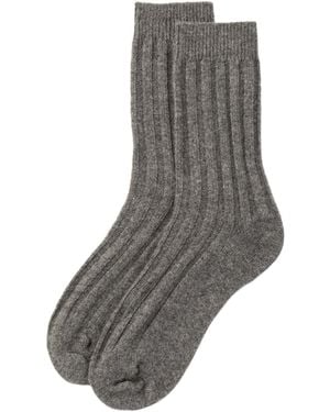 Johnstons of Elgin Charcoal Cashmere Lounge Socks - Grey