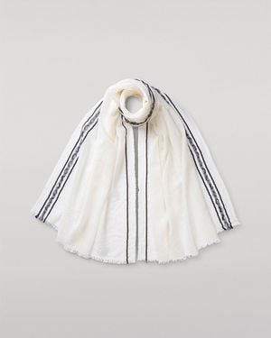 Johnstons of Elgin Cyrus Float Edge Scarf - White