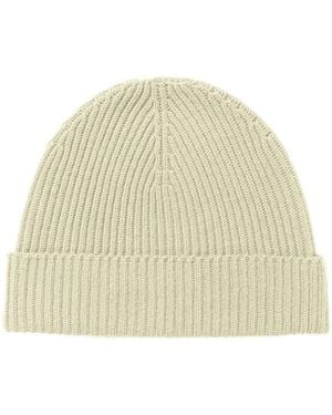 Johnstons of Elgin Ribbed Cashmere Beanie - Natural