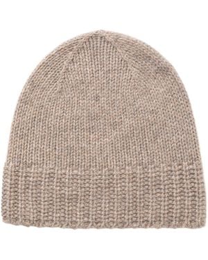 Johnstons of Elgin Ash Cashmere Jersey Cuff Beanie - Natural